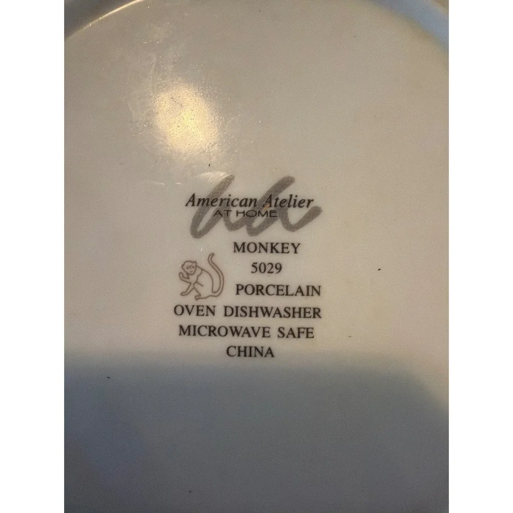 American Atelier Monkey 5029 Porcelain Salad Dessert Plates Set of 2